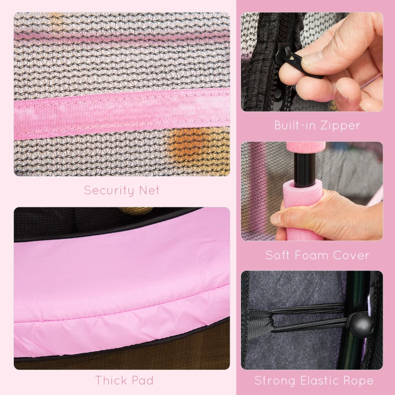 HOMCOM 4.6FT Kids Trampoline, Indoor Outdoor Toddler Trampoline, with Safety Enclosure, Springless design - Pink