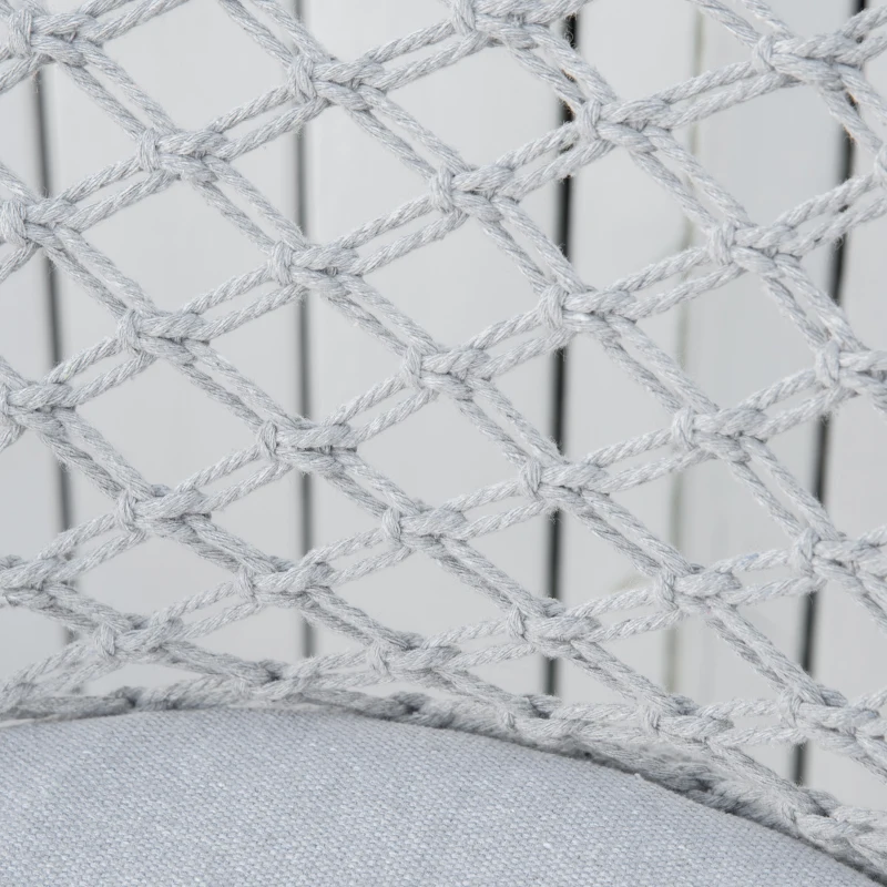 Outsunny Loveuse fauteuil rond de jardin fauteuil lune papasan pliable grand confort macramé coton polyester gris