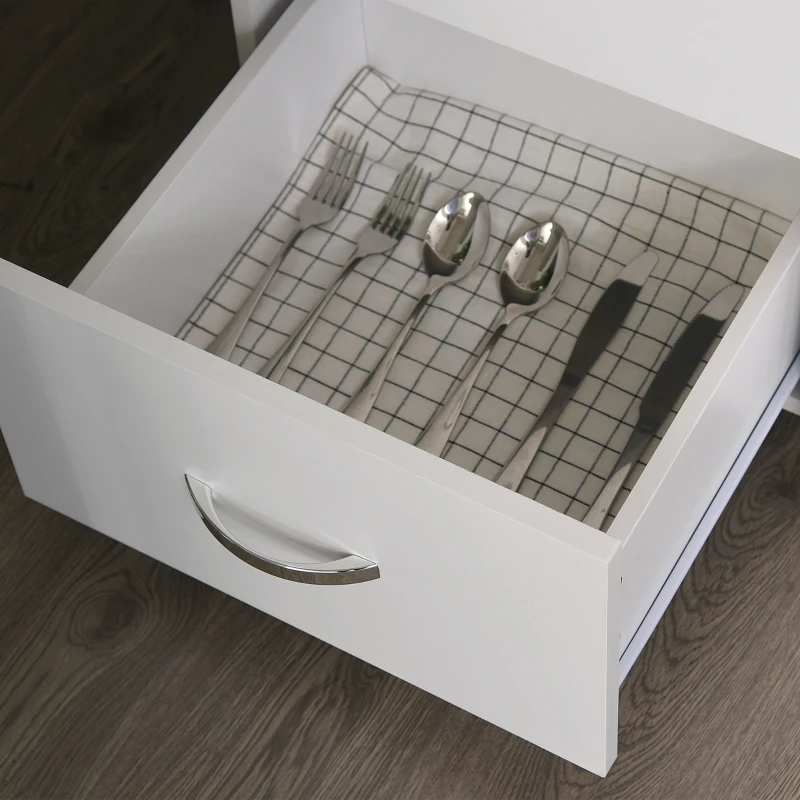 HOMCOM Armario de Cocina Moderno Aparador de Comedor con 3 Cajones 3 Puertas y Estantes Ajustables 80x39,5x183,5 cm Blanco