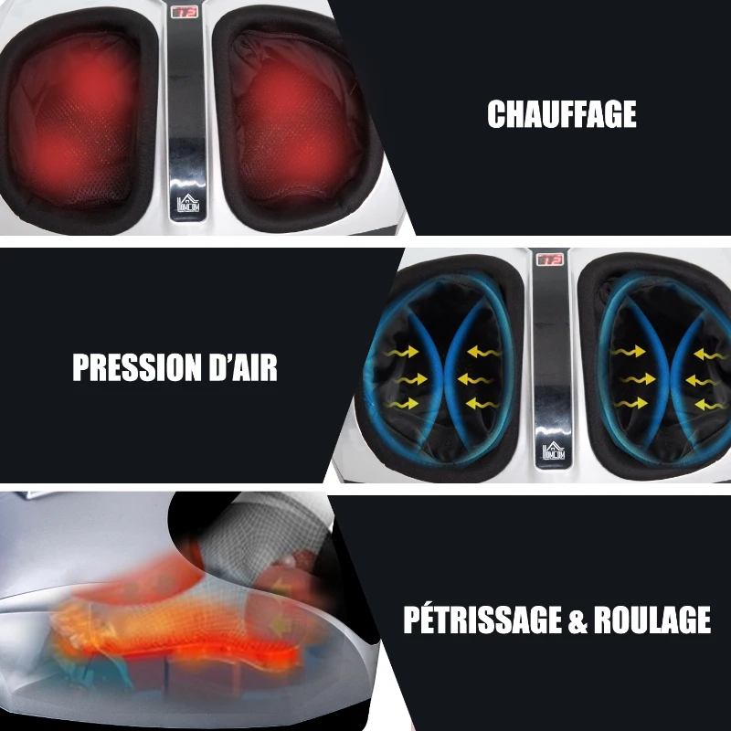 Homcom Appareil de Massage Shiatsu Gris 38 x 40 x 22 cm