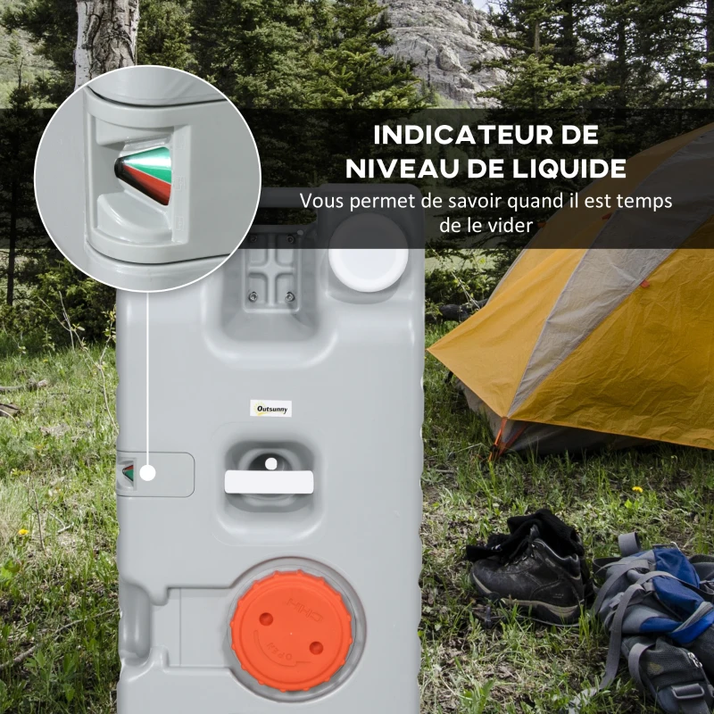 Outsunny Réservoir d'eau portable de 75 litres avec indicateur de niveau, 3 roulettes et poignée pour camping