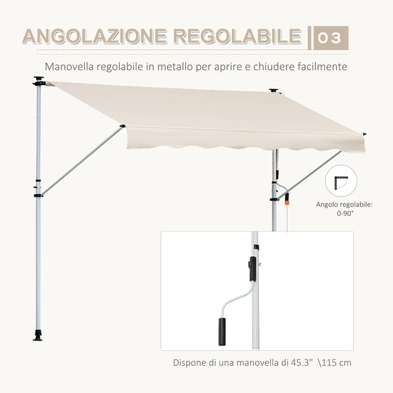 Outsunny Tenda da Sole a Bracci 4x1.2m con Manovella e Struttura Telescopica, Cachi