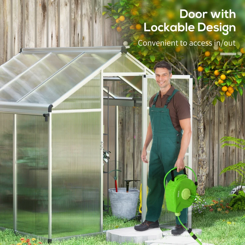 Outsunny 6 x 6ft Aluminium Frame Walk-In Greenhouse