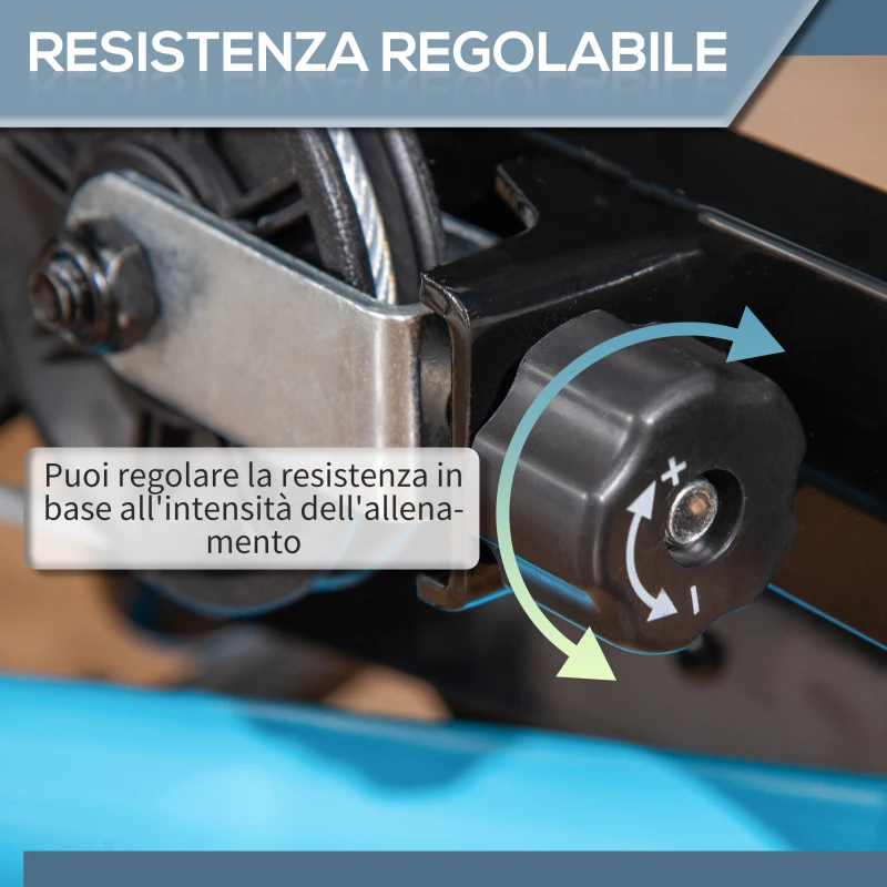 HOMCOM Stepper Fitness con Maniglia e Monitor LCD per Allenamento a Casa e Palestra, Blu