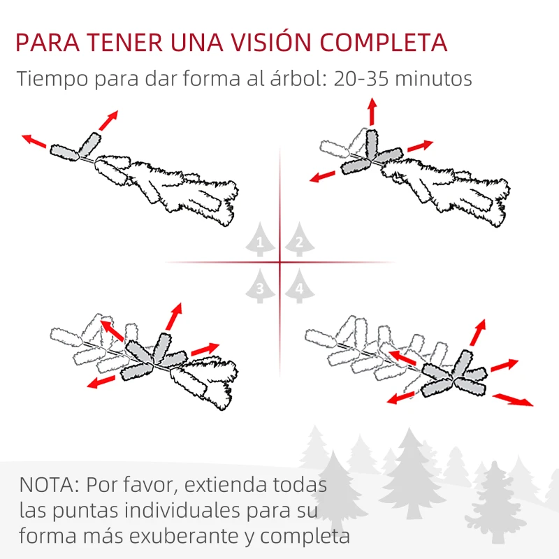 HOMCOM Árbol de Navidad Artificial de 180 cm con 618 Ramas Agujas de Pino y Base de Acero Ø70x180 cm Verde