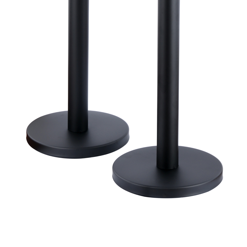 Outsunny Set 2 Colonnine Segnapercorso con Nastro Estendibile di 2 m, Paletti Delimitazione in Acciaio Inox e Nylon, Ø32x90 cm, Nero