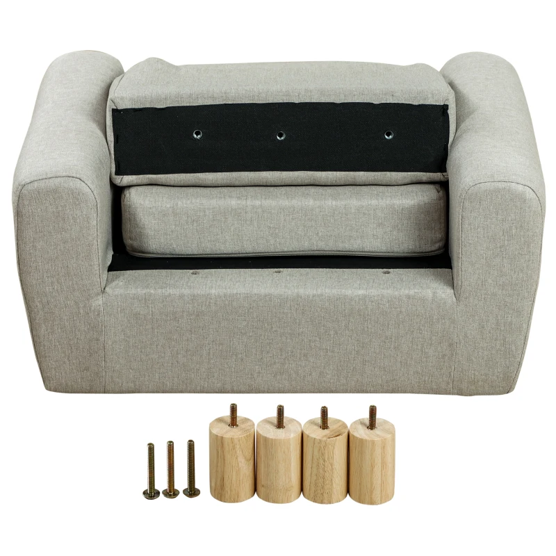 HOMCOM Fauteuil pour enfant canapé chaise enfant design scandinave grand confort avec oreille de chat piètement bois et tissu dim. 61l x 42P x 53H cm gris