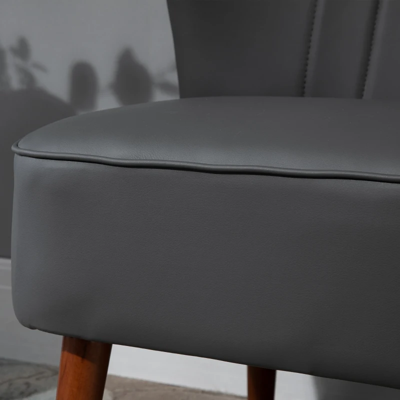 HOMCOM Divano a 2 Posti dal Design Moderno, Divanetto 2 Posti con Telaio in Legno e Rivestimento in Pelle PU per Soggiorno e Camera da Letto, Grigia, 108.5 x 61 x 79cm