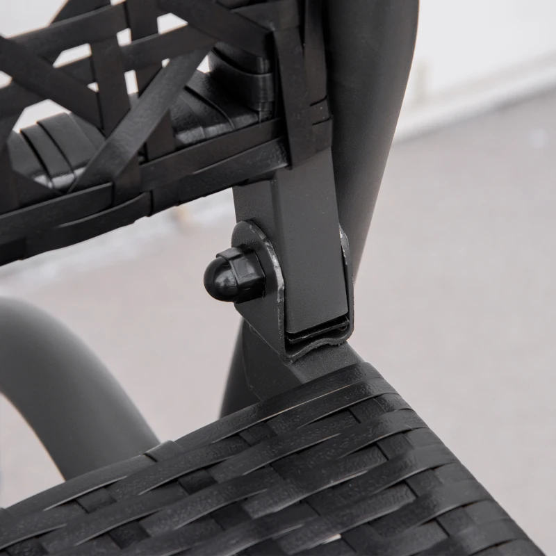 Outsunny Mecedora de Ratán de 2 Plazas Banco Balancín de Jardín con Balanceo Ergonómico y Marco de Metal para Terraza Balcón Exterior Patio Hotel Carga 220 kg 120x70x84 cm Negro