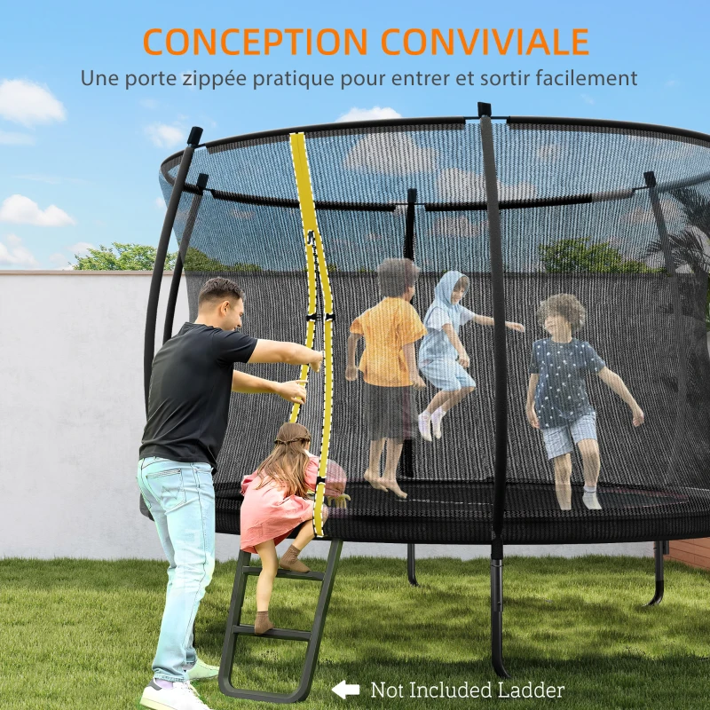SPORTNOW Trampoline de jardin trampoline extérieur filet de sécurité 54 ressorts à haute tension Ø 305 x 240 cm noir
