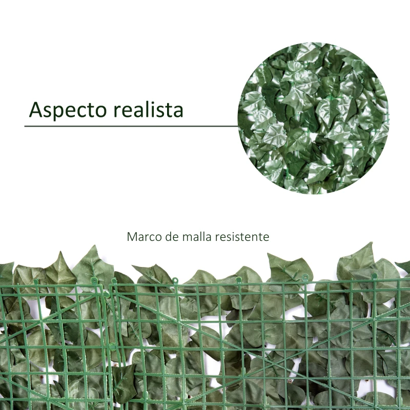 Outsunny Seto Artificial Ocultación Jardín en Rollo 3x1,5 m Valla de Privacidad de Hiedra Artificial para Balcón Exterior