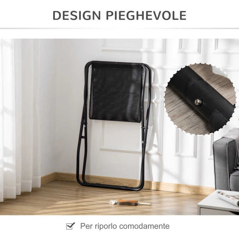 PawHut Brandina per Cani di Taglia Piccola e Media Rialzata, in Acciaio e Tessuto Traspirante, 111x65.5x19cm, Nero