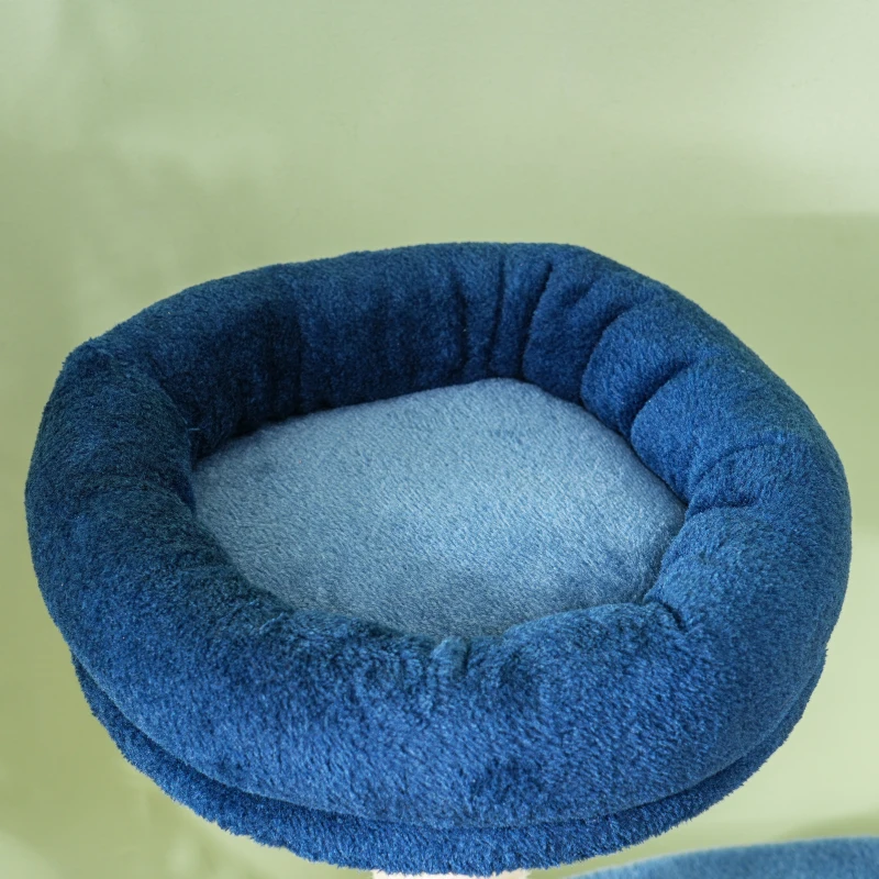 PawHut Arbre à chat, arbre à grimper pour chat, avec poteaux à griffer en sisal naturel, hauteur de 85 cm, bleu foncé, crème