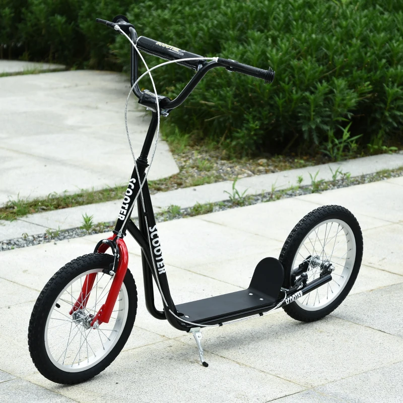 HOMCOM Kick Scooters for Kids with Adjustable Height, Anti-Slip Deck, Dual Brakes, Rubber Tyres, for Boys and Girls Aged 5+ Years Old - Black