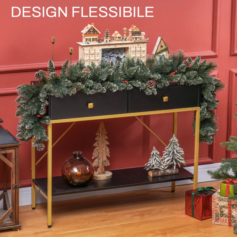 HOMCOM Ghirlanda Natalizia con 50 Luci LED Bianche e Decorazioni, in Plastica e Metallo, 180x30x30 cm, Verde