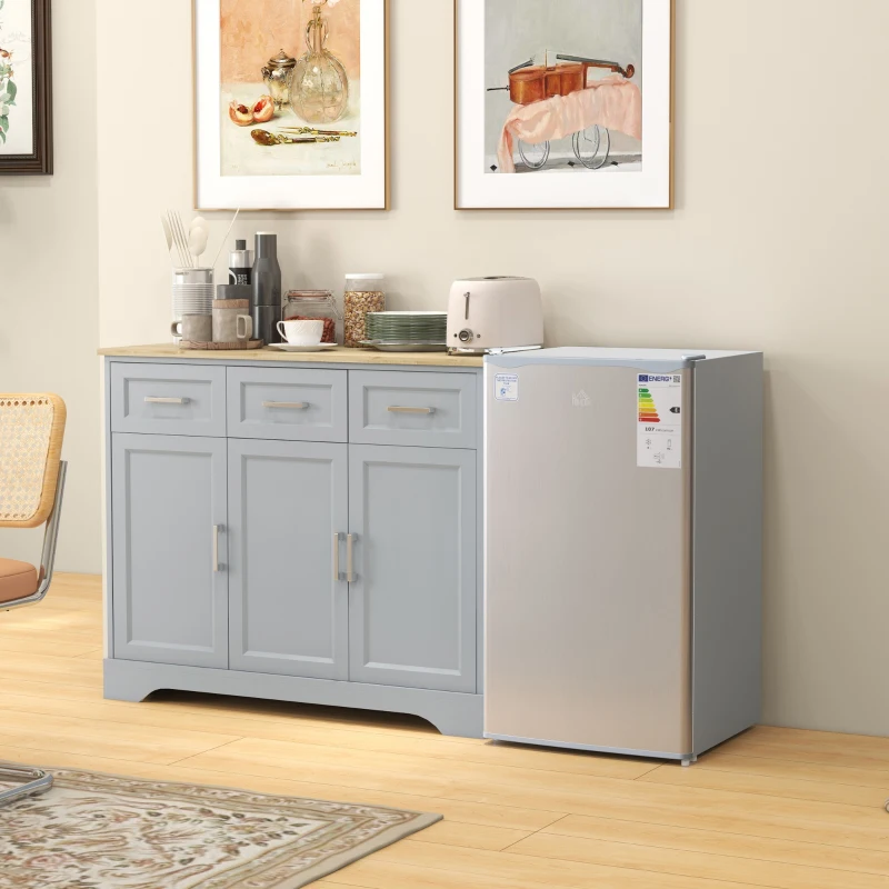 HOMCOM 91 Litre Freestanding Under Counter Fridge Freezer with Chiller Box, Reversible Door, Adjustable Thermostat, 47.5cm Wide, Noise Level: Decibels 40, Grey