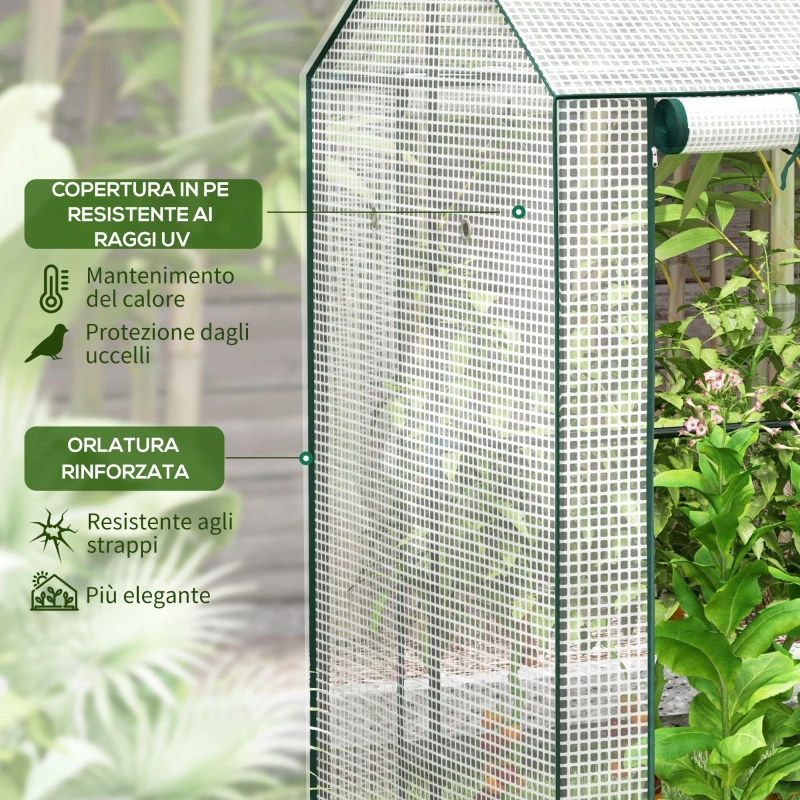 Outsunny Serra da Giardino con Copertura in PE, 2 Zone Separate e Porte Avvolgibili, 100x80x150cm