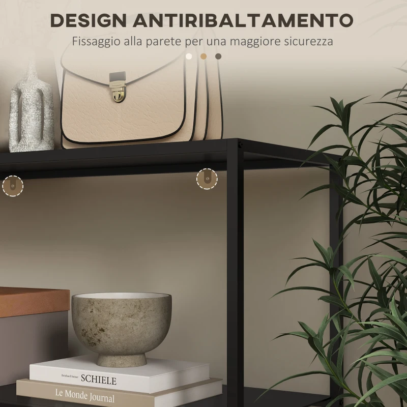 HOMCOM Mobile Consolle da Ingresso Moderno a 2 Ripiani in Acciaio, 90x30x75cm, Nero
