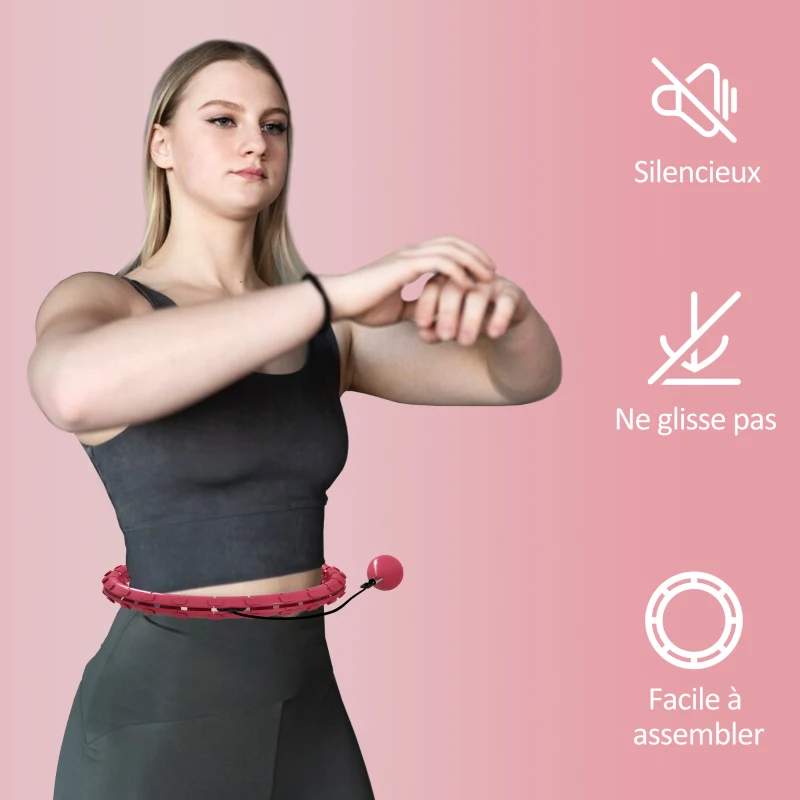 SPORTNOW Hula Hoop Cerceau avec Picots de Massage ajustable de 45 à 106 cm de tour de taille 24 segments amovibles, fitness