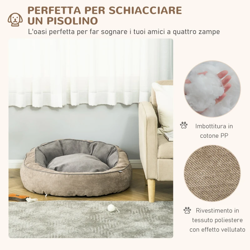 PawHut Cuccia per Cani Imbottita con Cuscino e Bordi Rialzati, Rivestimento in Tessuto, 85x85x35cm, Grigio