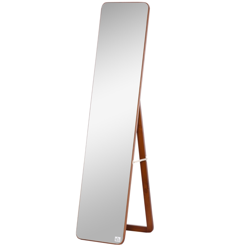 HOMCOM Grand miroir pleine longueur rectangulaire, 37 x 160 cm - miroir sur pied ou mural - pour chambre à coucher, salon et dressing, noyer clair