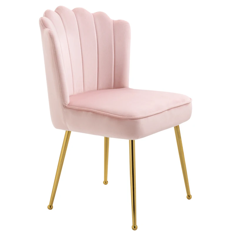 HOMCOM Velvet-Feel Shell Accent Chair - Pink