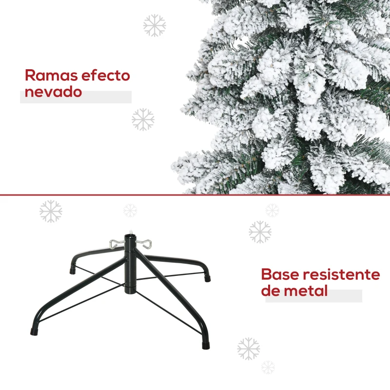 HOMCOM Árbol de Navidad Artificial 210 cm con Efecto Nevado con 490 Ramas Decoración Navideña para Interiores Verde