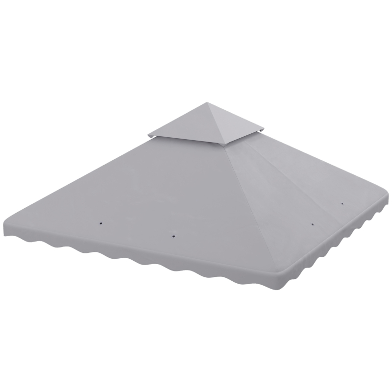 Outsunny 3 x 3 m Gazebo Canopy Replacement Covers, 2 - Tier Gazebo Roof Replacement TOP COVER ONLY, Light Grey