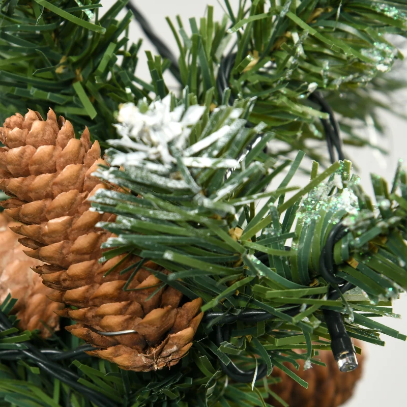 HOMCOM Sapin de Noël artificiel lumineux 703 branches 250 LED 30 pommes de pin support pied pliable hauteur 180 cm Ø 80 vert