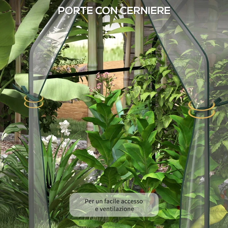 Outsunny Mini Serra da Giardino con 2 Porte Avvolgibili e Copertura in PE 90x90x145cm, Trasparente