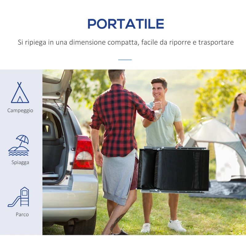 Outsunny Sdraio da Giardino Pieghevole con Cuscino, Schienale con 7 Reclinazioni, 137x63.5x100.5cm, Nero