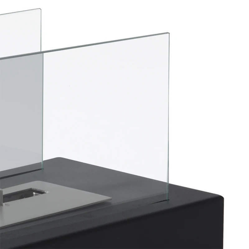HOMCOM Camino a Bioetanolo da Tavolo 830 W Bruciatori senza Residui Inodore In Acciaio Inox con Vetro 35x18x21 cm Nero