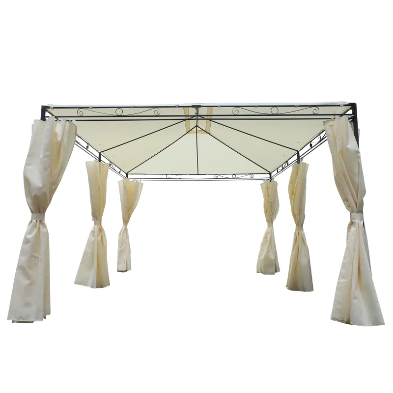 Outsunny Tonnelle barnum pavillon de jardin style colonial toiles latérales amovibles 3L x 4l x 2,55H m crème