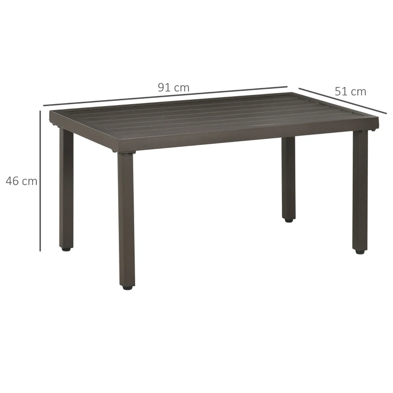 Outsunny Table basse rectangulaire table de salon plateau à lattes pieds réglables pour intérieur/extérieur marron