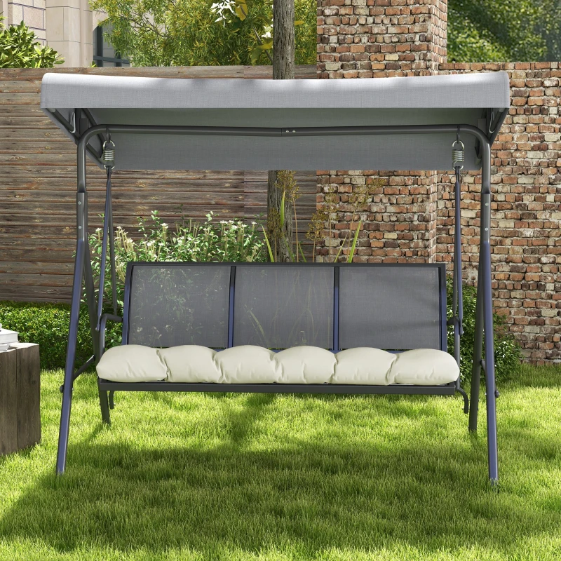 Outsunny Cojín para Banco de Jardín o Balancín128x48x8 cm con 2 Cordones de Fijación Impermeable y Protección UV 50+ Crema