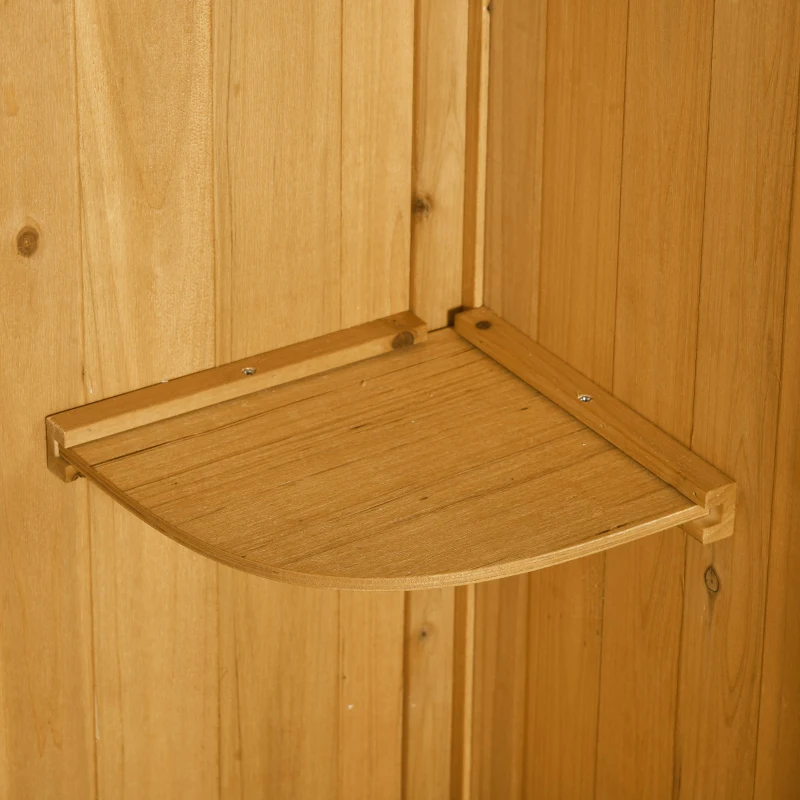 Outsunny Armoire de jardin extérieur abri de jardin en bois abri pour outils 3 étagères 2 Portes loquets Toit Pente bitumé rangement et stockage extérieurs pour terrasse 77 x 54 x 179 cm jaune