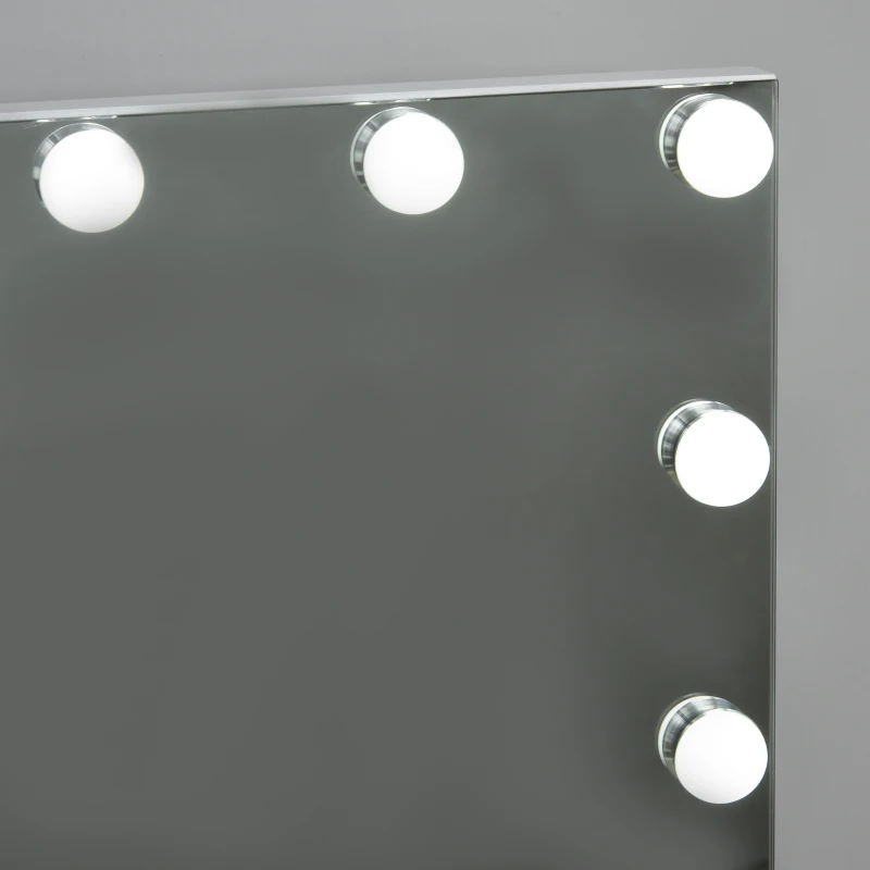 HOMCOM Specchio da Tavolo Professionale per Makeup con 12 Luci a LED Dimmerabili e Interruttore Touch in Stile Vintage