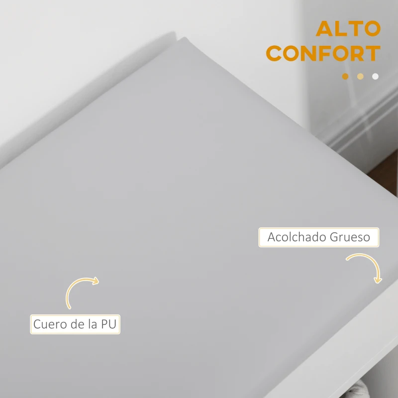 HOMCOM Armario Zapatero para Almacenamiento Banco de Zapatero con Asiento Estantes Cajón y Cojín Dos Niveles para Entrada y Recibidores Moderno Carga Max 120kg 80x30x43cm Blanco