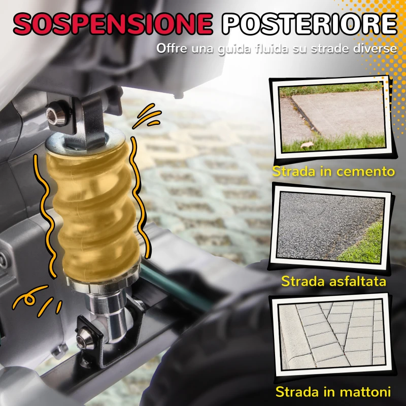 AIYAPLAY Moto Elettrica per Bambini con Rotelle e Indicatore di Carica, in PP e Metallo, 107x56x70 cm, Rosso