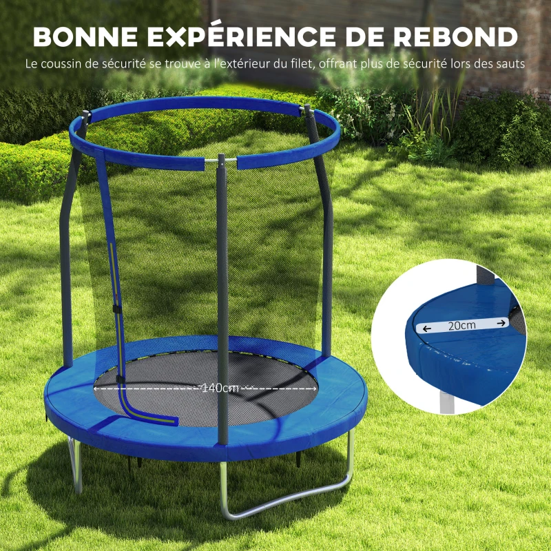 SPORTNOW Trampoline pour enfant trampolines de jardin avec filet de sécurité structure en acier Ø 183 x 200 cm bleu