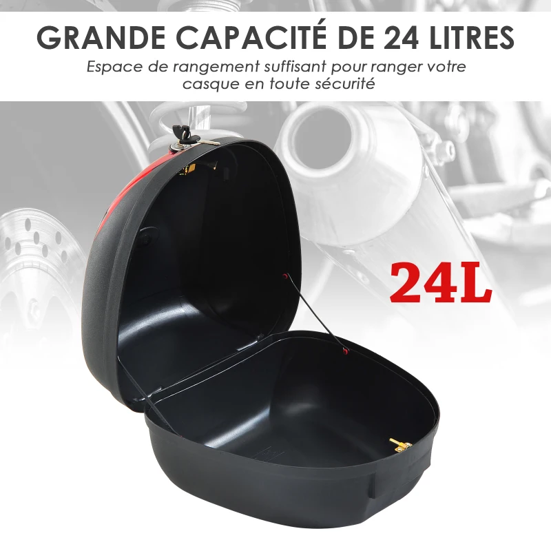 Homcom Coffre pour Casque de Moto 24 L + 2 Clés Noir 40 x 38 x 28 cm