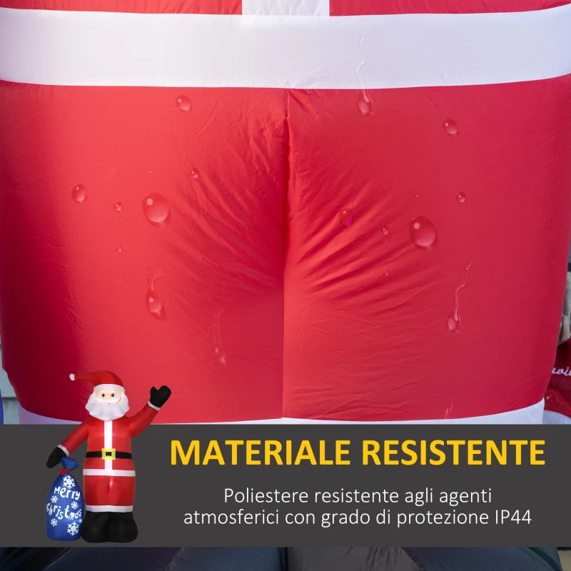 Outsunny  Babbo Natale Gonfiabile con Luci LED Bianche e Gonfiatore Incluso, 146x77x238 cm