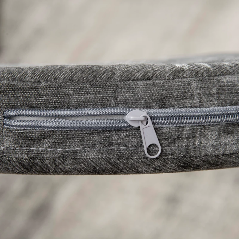 PawHut Mesa Auxiliar con 1 Orificio para Gatos Pequeños Estante Superior y Cojín 40x40x40 cm Negro y Gris