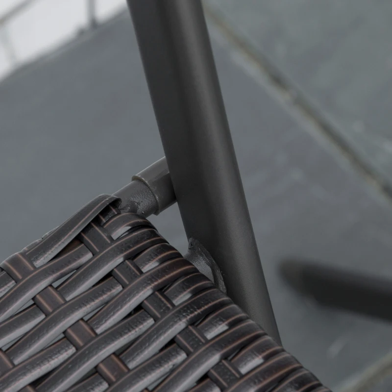 Outsunny Set da Giardino Pieghevole da 3 Pezzi in Rattan PE e Metallo, Set 2 Sedie e Tavolino da Caffè, Protezione dai Raggi UV, Set di Mobili da Balcone, per Patio e Cortile, Nero