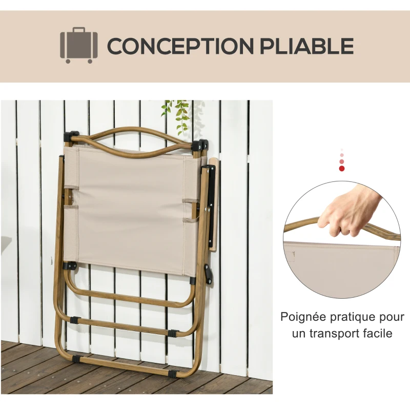 Outsunny Lot de 2 chaises de camping chaise de pêche pliante - tissu Oxford et structure acier 54 x 59 x 78 cm kaki
