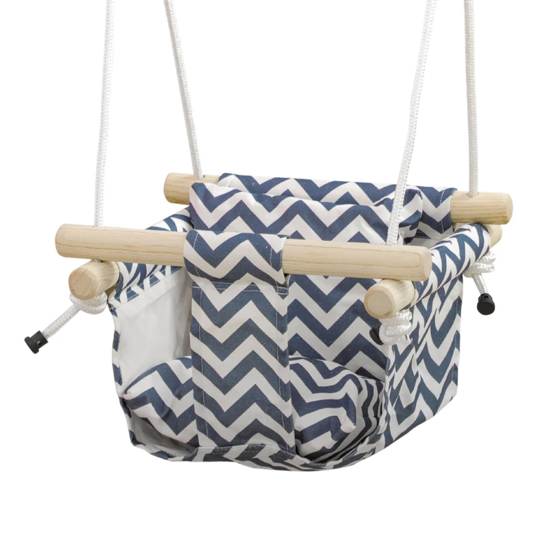 AIYAPLAY Balançoire pour bébé siège bébé balançoire avec barre de sécurité et corde réglable de 110 à 180 cm en tissu bleu