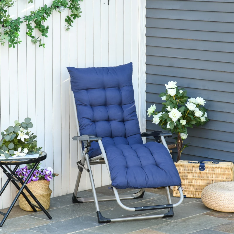 Outsunny Sedia Sdraio Pieghevole da Giardino con Schienale Reclinabile e Materassino, 90x65x110cm
