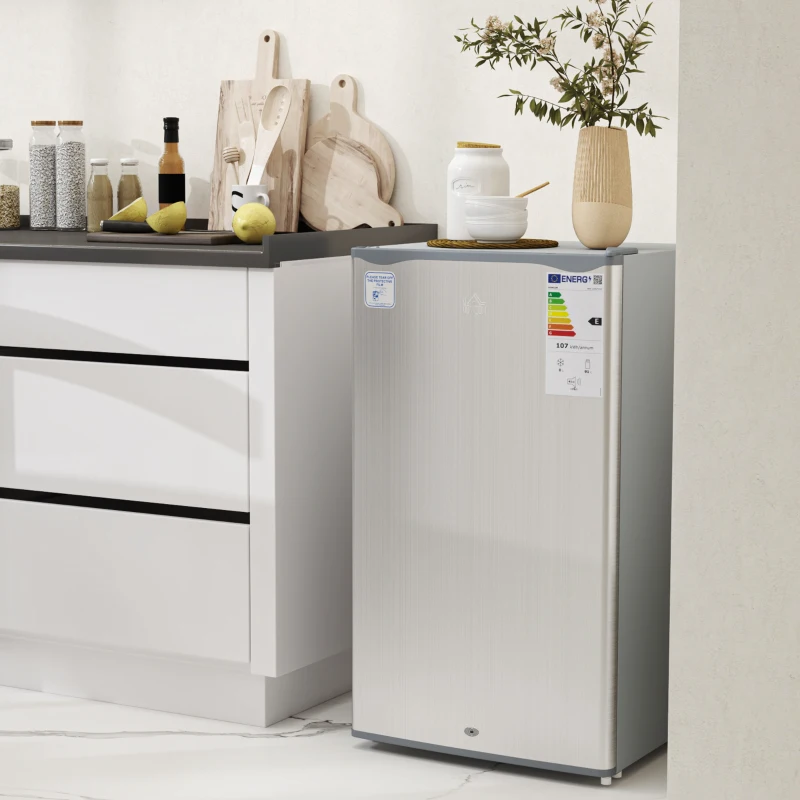 HOMCOM 91L Freestanding Under-Counter Fridge with Lock - Grey