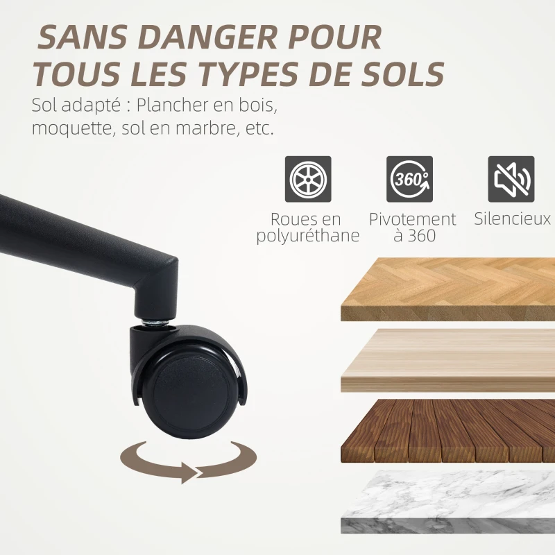 HOMCOM Chaise de bureau fauteuil de bureau en aspect velours rotative 360° hauteur assise réglable 56 x 59,5 x 66-75,5 cm vert