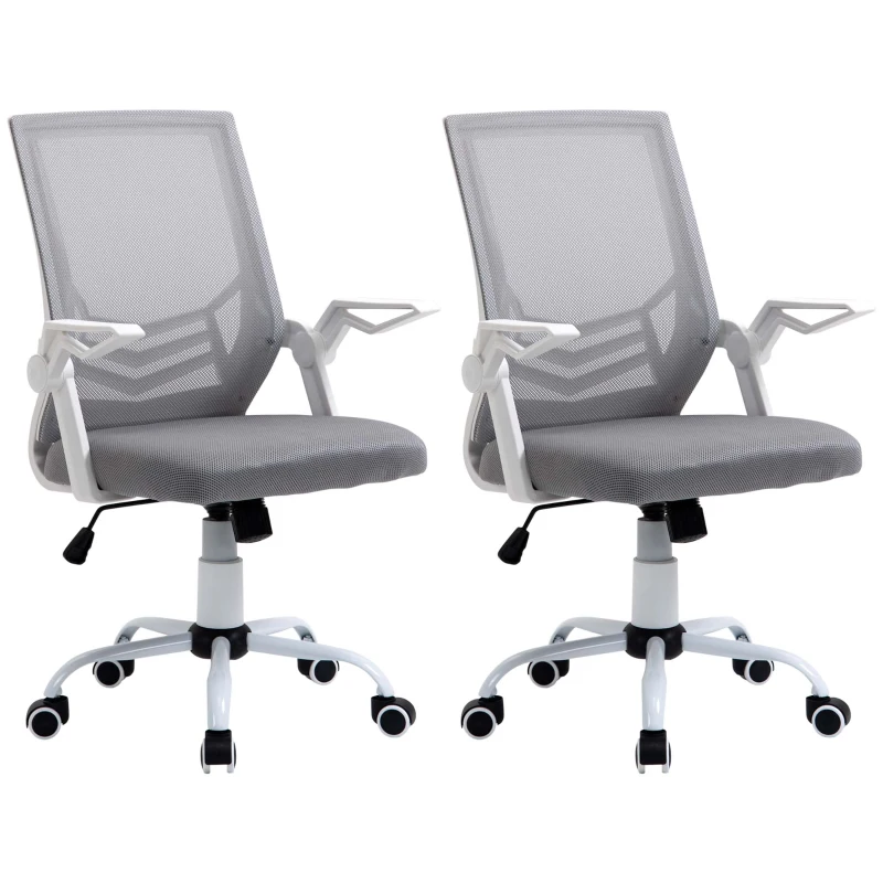 Vinsetto Lot de 2 fauteuils de bureau chaise de bureau en maille respirante support lombaire pivotant à 360 ° hauteur réglable